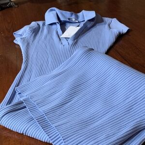 Zara brand new gorgeous color baby blue long dress, size Large, made in Morocco.